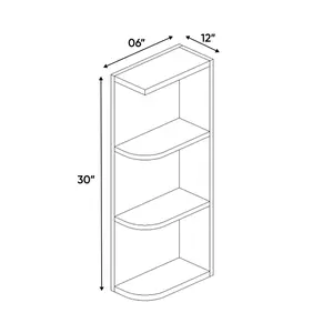 Liberty Shaker Black Oak - 30 Inch Wall Open Shelf Wall Cabinet - 06" Width x 30" Height x 12" Depth