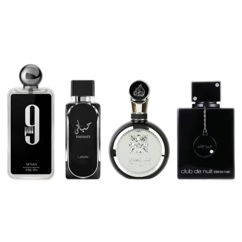 Lattafa-Armaff-Afnan Bundle | 9Pm + Hayaati + Fakhar + Club De Nuit Men Perfumes - Luxury Scents Collection Fragrance Oud Vanilla Patchouli Fragrance