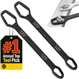 Universal Self Adjusting Wrench, Double End  Torque Wrench, Multifunctional Sink Wrenches Set, Adjustable Self Tightening Wrenches for Shower , Steel Tool for Outdoor Repair(Black*2)
