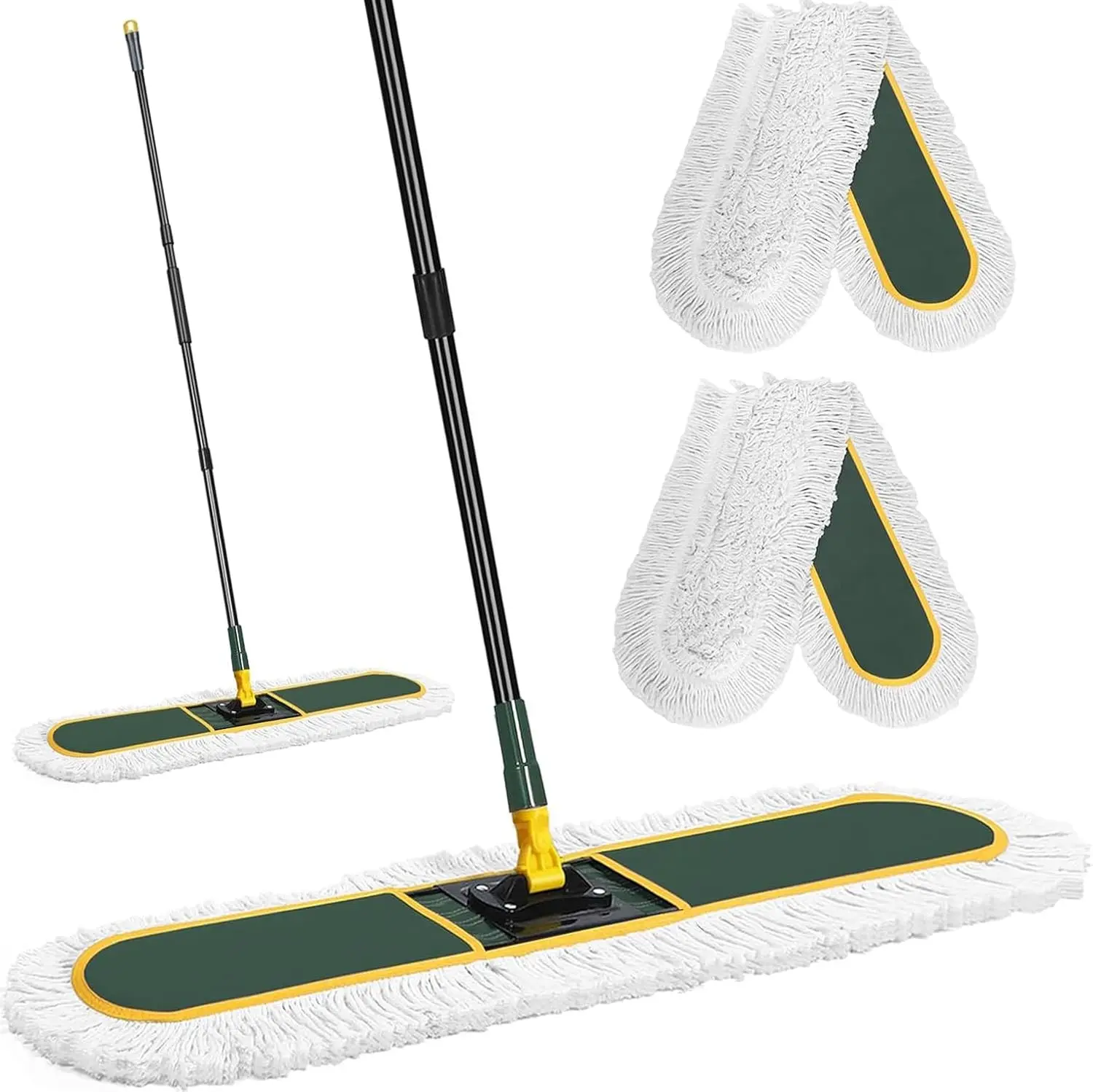 36" Commercial Dust Mop for Floor Cleaning, Large Industrial Dust Broom | Dry Floor Duster Heavy Duty| 2 Mop Cotton Pads| 59" Long Handle for Hardwood Marble Concrete Garage Floors Cleaning