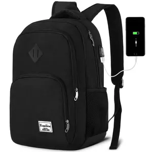 Yamtion  Laptop Backpack with USB Charging Port | Water Resistant Travel Rucksack with Anti-theft Pocket & Luggage Strap ：Large Capacity School Backpack for Teens & Adults | Multi-compartment Work Commute Daypack with Adjustable Straps