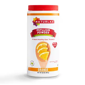 Naturlax Orange Flavored Psyllium Husk Powder 32 oz - Sugar Free Natural Fiber for Gut Health