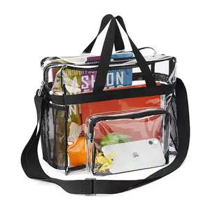 Large Capacity Travel Clear Tote Storage Bag Approved, Heavy Duty Transparent PVC Shoulder Pack Bag Portable Handheld Toiletry Bag