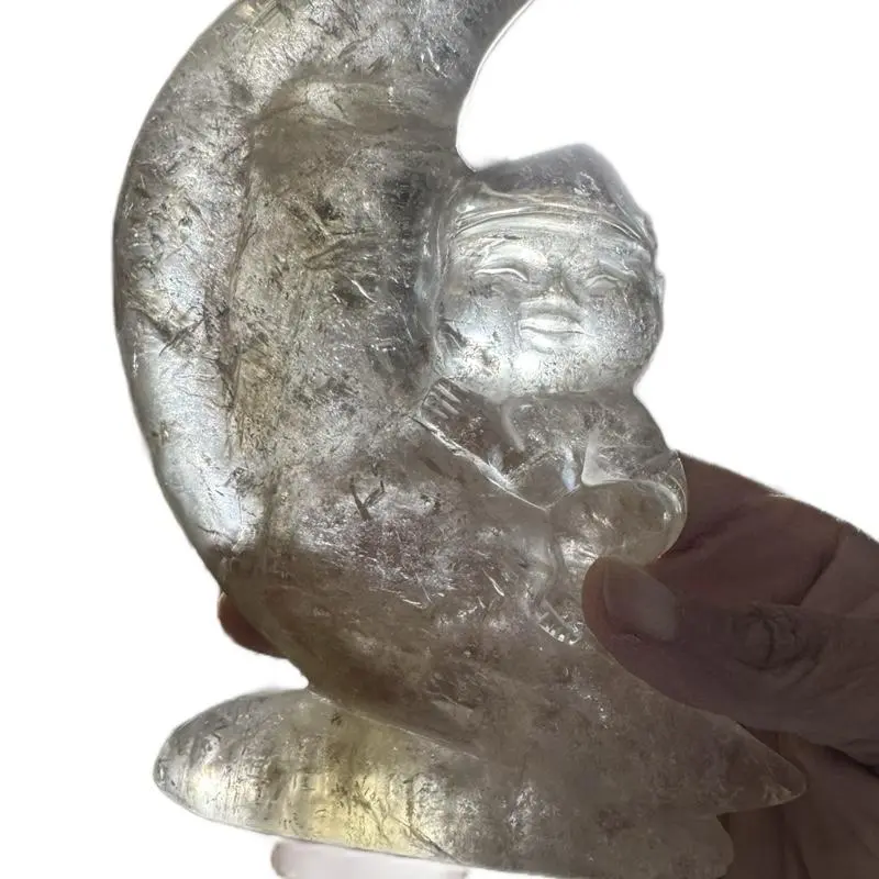 Santa the Crescent Moon Crystal Home Decorative Accent Decor Ornament energy healing high vibe crystalsfast deivery crystals for sale 