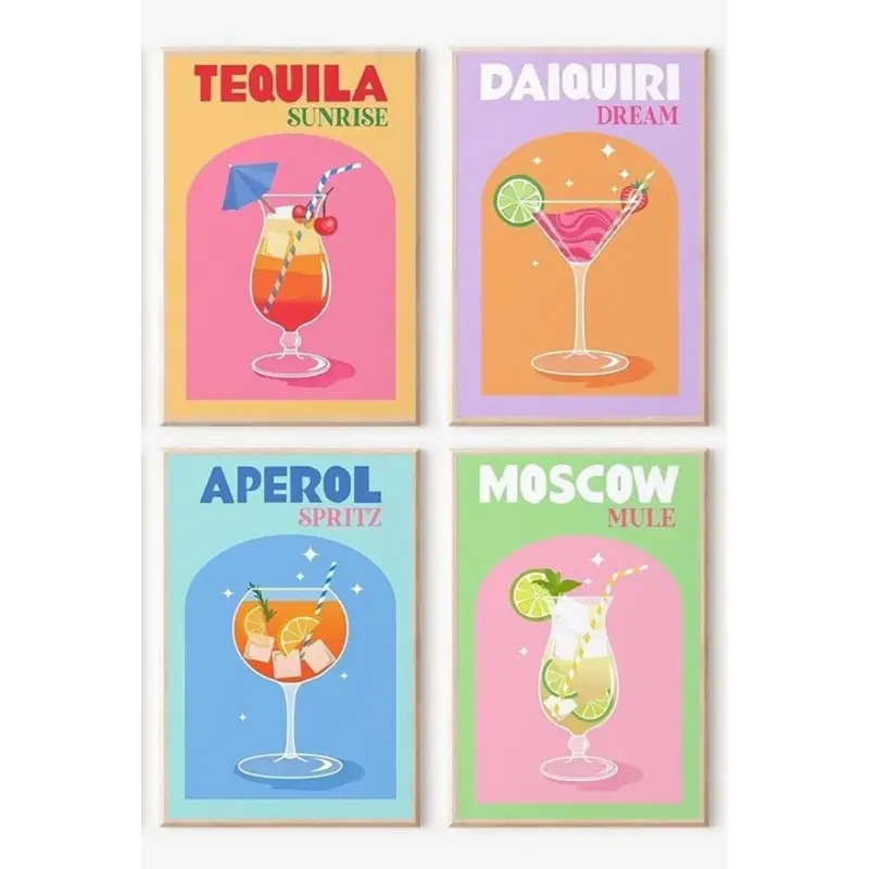 Cocktail Adult 5D Wine Diamond Art Kits for Beginner DIY Full Drill Diamond Dots Crystal Craft Kits for Home Wall Decor Gifts 4/6pcs