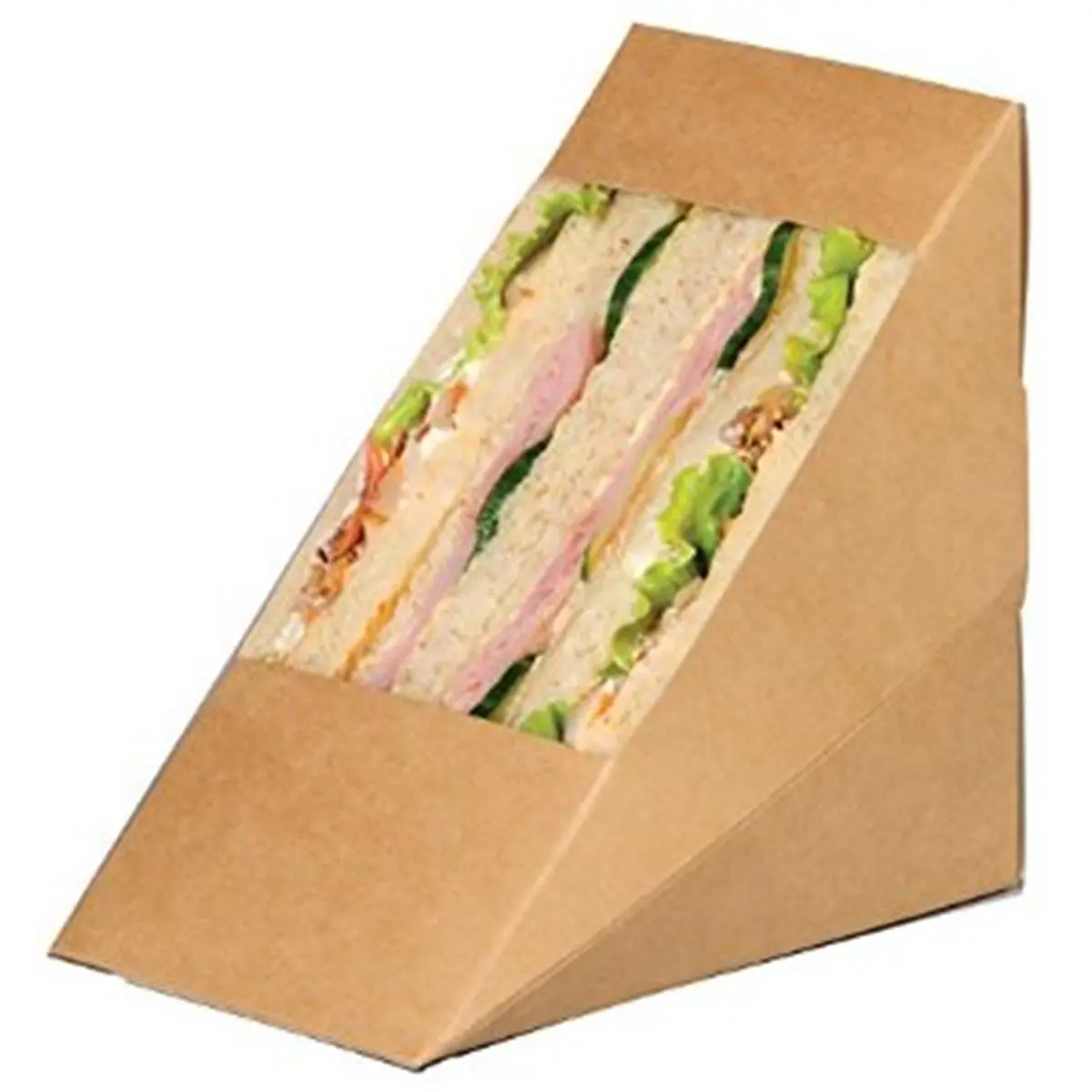 Kraft Double Sandwich Wedge Box with Window