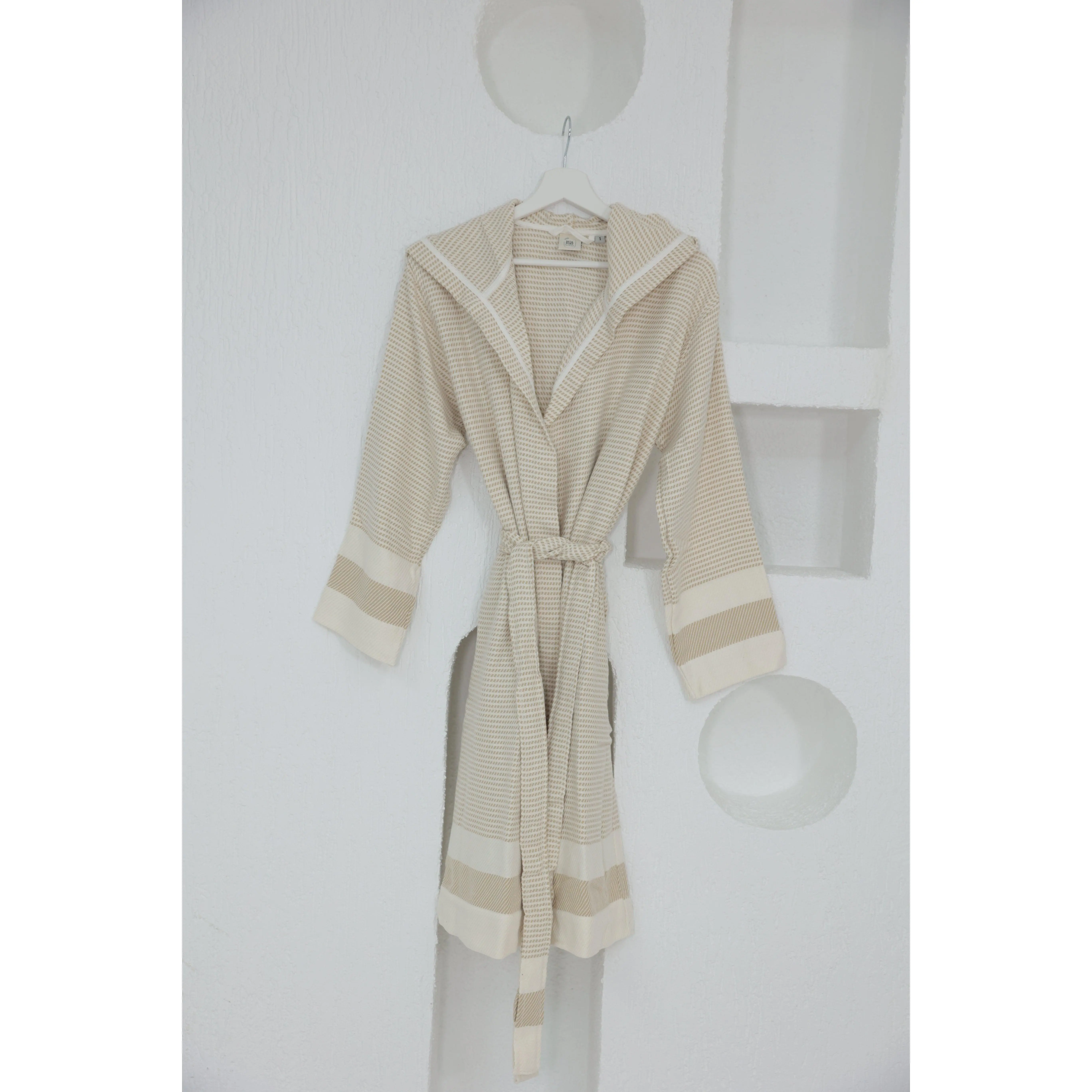 Cotton Yellow & White Bathrobe