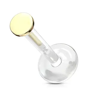 16G Gold Disk 14kt Bioflex Labret Post