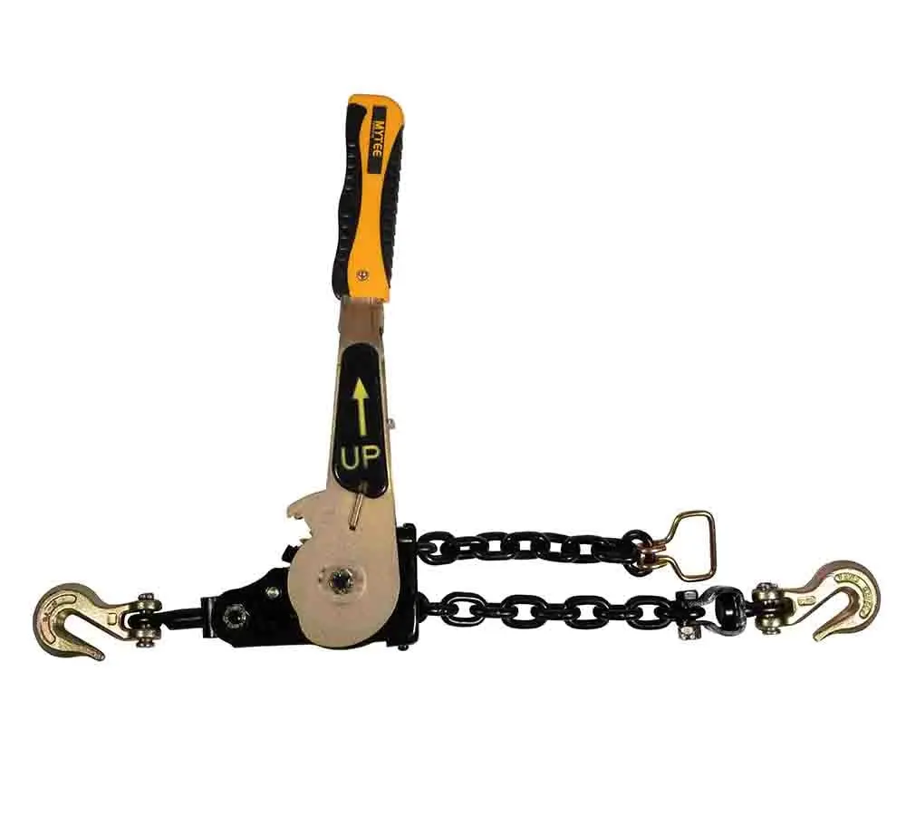 3/8" - 1/2"Easy Ratchet Chain Binder with Grab Hooks & 6000 lbs WLL - Heavy Duty Tie Down Ratchet Load Binder for Flatbed Trailers & Trucks