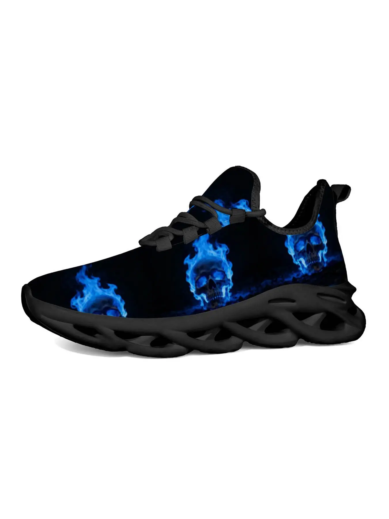 Men's Flame Skull Print Casual Shoes, Unique Fashion Design, Comfortable Sole, Street Style Trendy Sneakers for Young Fashion Lovers