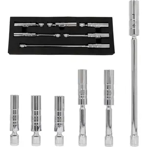 6-PC Magnetic Swivel Spark Plug Socket Set, Includes 9/16-Inch, 5/8-Inch, 14mm, 16mm Socket, 3/8" Drive Spark Plug Socket Set Magnetic Kit, 12-Point, Cr-V Steel