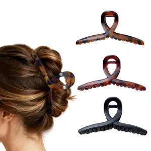 3 count Big Hair Claw Clips, Tortoise Shell Hair Clips for Thick Long Hair, Matte Color 5.2 Inch Large Hair Claw Clips for Women (Tortoise Shell Color)