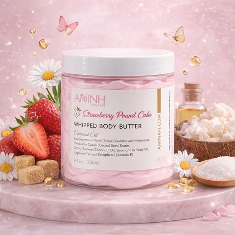 Strawberry Pound Cake Whipped Body Butter Moisturizer Nourishing with Shea Butter & Vitamin E for Soft Supple Skin Daily Body Moisturizer Body Hydrator