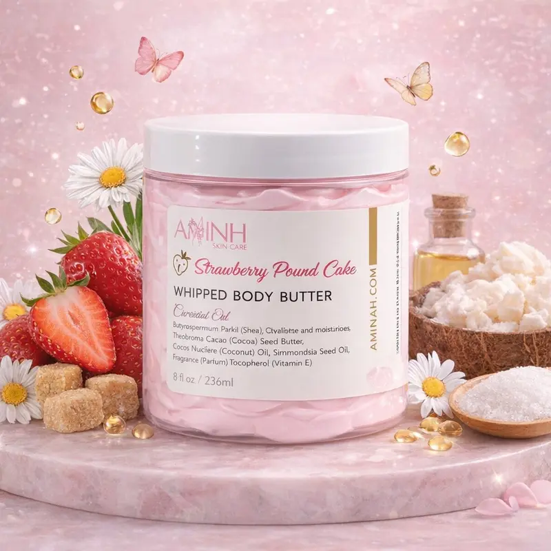 Strawberry Pound Cake Whipped Body Butter Moisturizer Nourishing with Shea Butter & Vitamin E for Soft Supple Skin Daily Body Moisturizer Body Hydrator