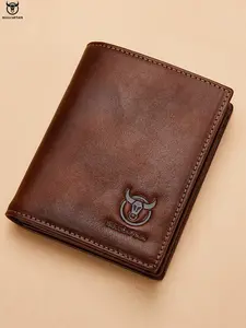 Men's Simple Style Summer 2024 Plain Color Short Bifold Wallet, Casual Purse High Quality Leather Cowhide Wallet, Multifunctional Cute Mini Card Holder for Daily