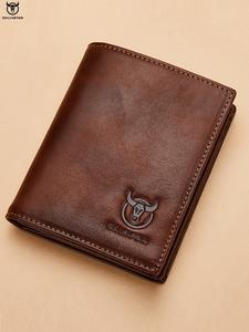 men's simple style plain color short bifold leather wallet, casual purse high quality cowhide leather durable wallet, multifunctional cute mini card holder for daily, unisex wallet