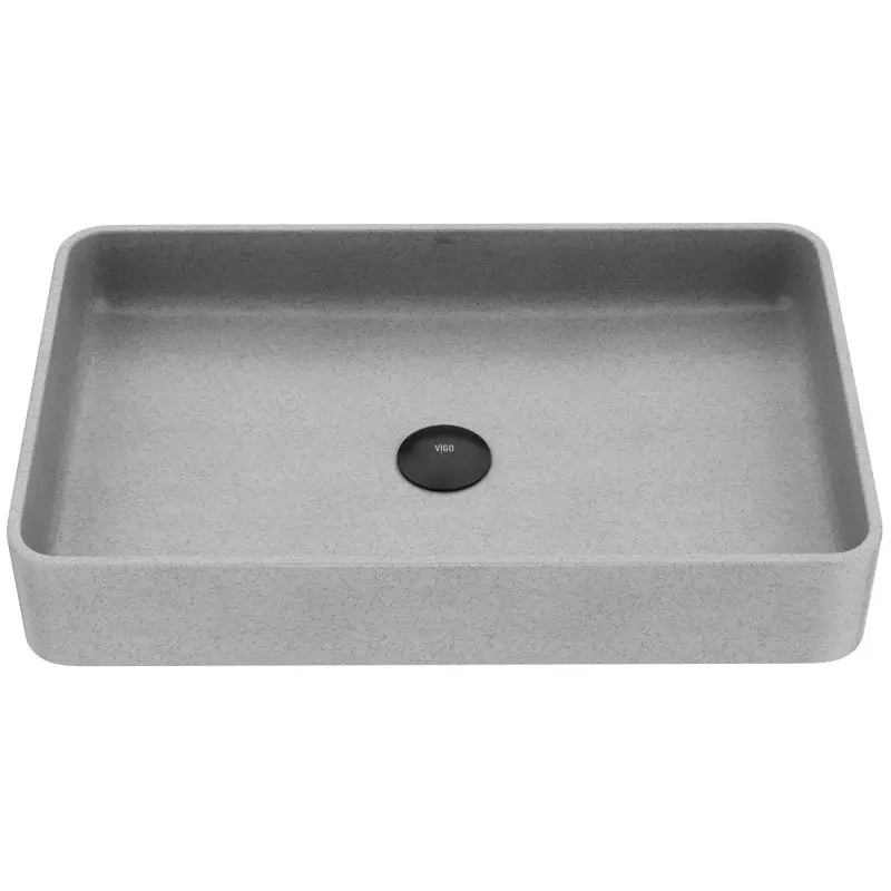 Basilica Gothic Grey Vessel Sink | 23" Concrete Composite, Above-Counter Install, Matte Finish, Curved Corners, Heat & Scratch Resistant, ADA Compliant