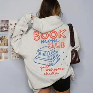 Women's Book Mom Club Hoodie - Just One More Chapter, Bookworm Hooded Sweatshirt, Vintage Book Lovers Romance Reader Apparel, Bookish Booktok Merch Mother Day Gift for Girl Mama Women Daughter Her
