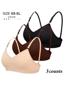 Women's Solid Backless Wireless Seamless Soft Wirefree Bra, Soft Comfortable Breathable Adjustable Strap Bra, Women's Lingerie for All Seasons