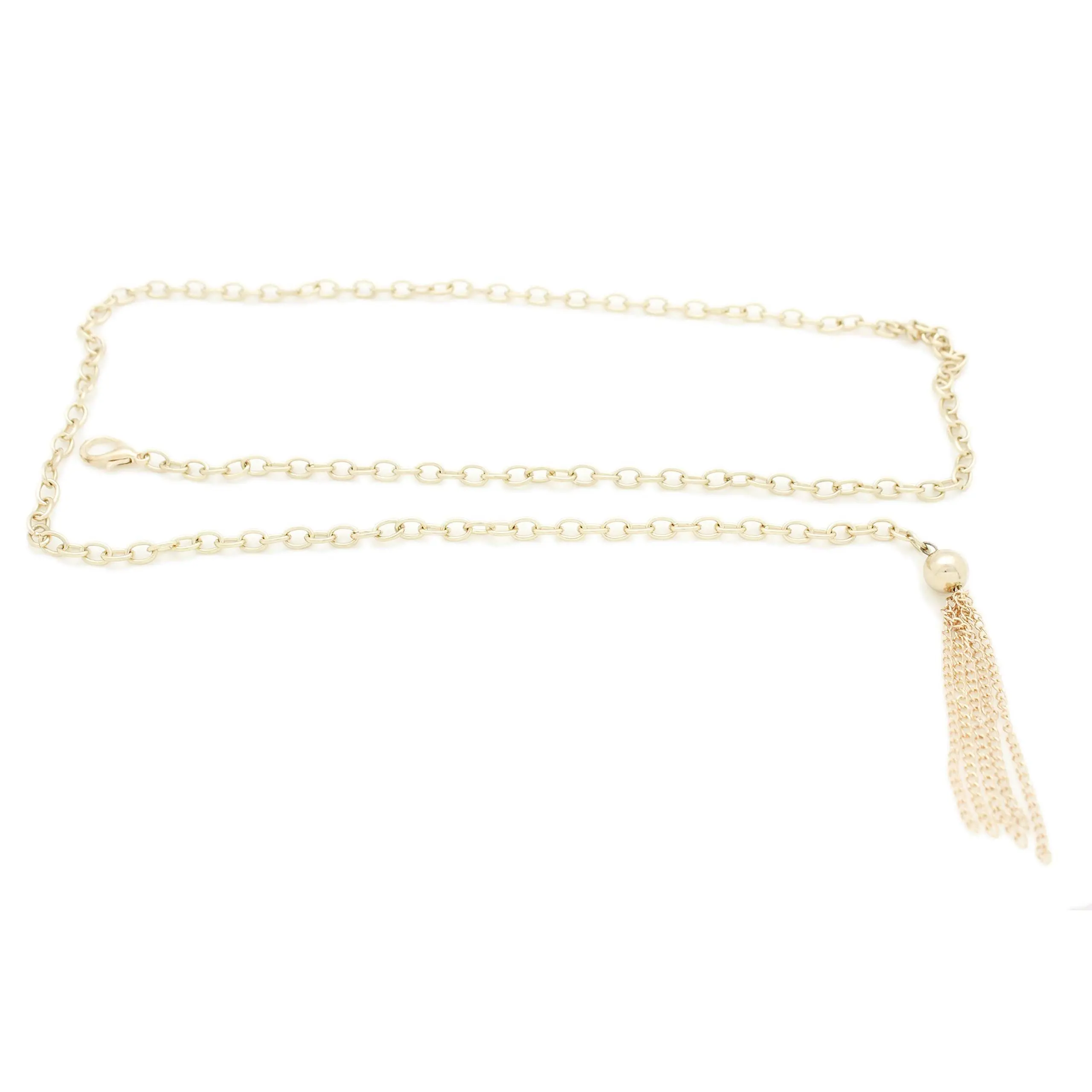 Women Gold Metal Chain Ultra Skinny Waistband Fashion Belt Flower Charm Buckle Hip High Waist (Medium-XL 30"-45")
