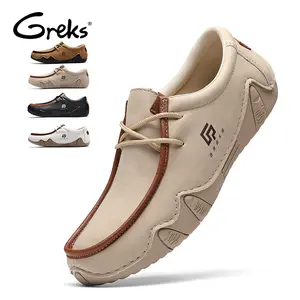 GREKS Men’s Wavy-Edge Casual Loafers, Everyday Slip-On Footwear