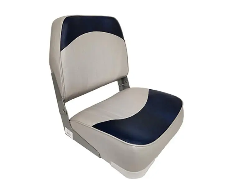 212 MAIN Folding Fishing Chair - 19 in. Fold-Down Low-Back Seat for Kayaking, Grey & Navy