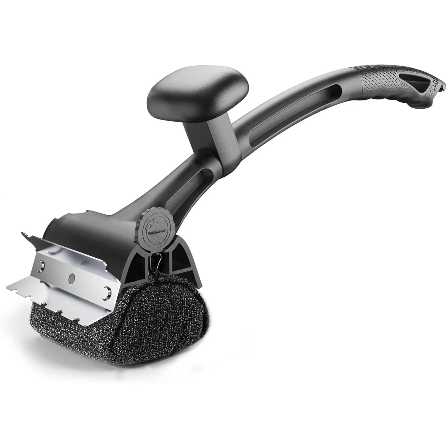 Grill Brush for Outdoor BBQ - Replaceable Bristle Free Heading + Reinforced Scraper - Safe BBQ Accessories for Porcelain/Gas/Charcoal/Smoker/Cast Iron Grill - Cleaning Brush(Black) Utensils