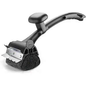 Grill Brush for Outdoor BBQ - Replaceable Bristle Free Heading + Reinforced Scraper - Safe BBQ Accessories for Porcelain/Gas/Charcoal/Smoker/Cast Iron Grill - Cleaning Brush(Black) Utensils