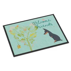 212 MAIN Welcome Friends Doberman Pinscher Indoor-Outdoor Mat, Large Size (24x36 in), Indoor-Outdoor Use