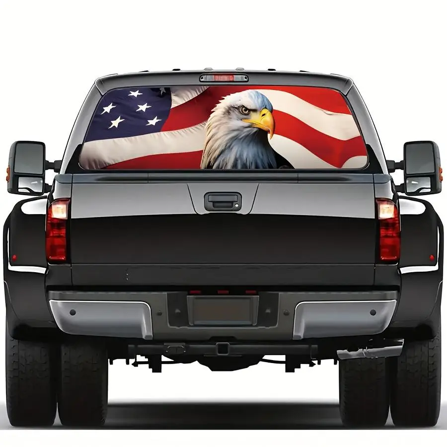 American Flag Pattern Car Sticker, Durable Car Rear Window Sticker, Car Exterior Decoration Accessories for SUV & Truck, Truck Car Decal, Automotive Decals, Decal For Trucks, Vehicle Decoration