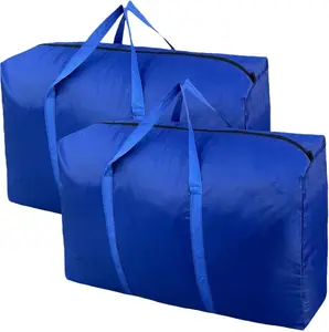 2Pack 100L Extra Large Storage Bags, Big Moving Bags with Strong Zippers & Carrying Handles, Packing Bags for Moving, Storage, Travel and Camping, Storage Totes For Space Saving (Blue, 2 Pack)