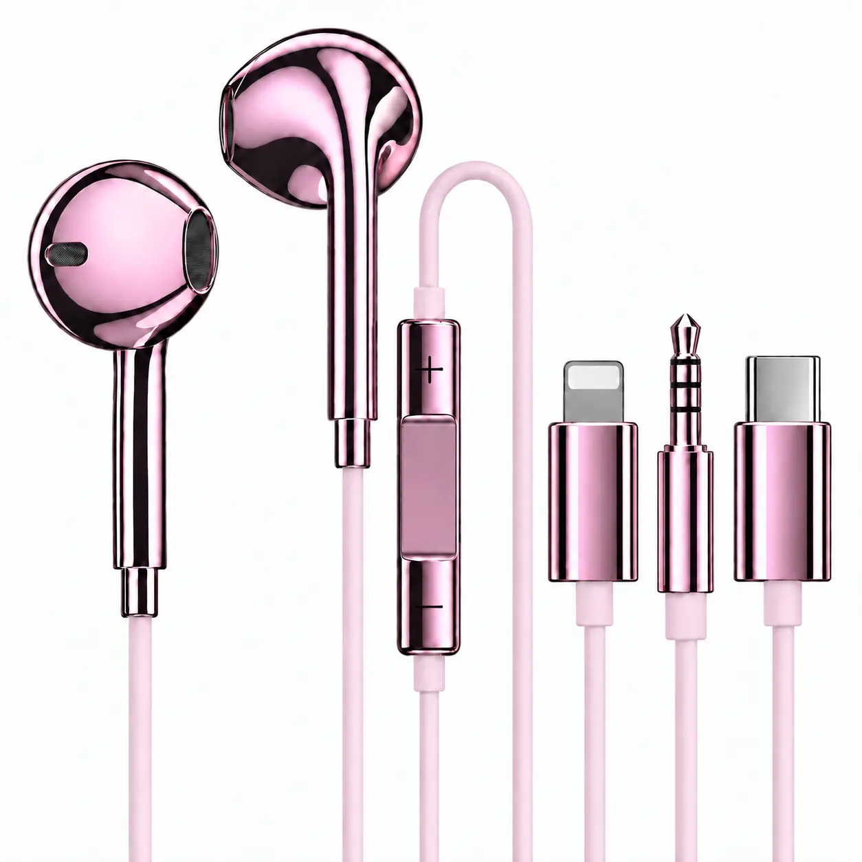 Futuristic Plating Wired Earphones – Built-in Mic and Remote, Minimalist  Portable  Design, Trendy Y2K Aesthetic Earphones for Lightning, USB-C & 3.5mm Phones, Music & Calls & Electronics
