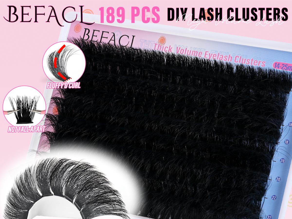 Lash Clusters Eyelash Extensions 280D Individual Eyelashes 14-25mm DIY Lashes Extension Mega Volume False Eyelashes by BEFACL(Dramatic)