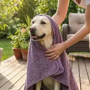 75×35cm Premium Microfiber Dog Bath Towel - Purple Super Absorbent Pet Towel, Holds 7x Its Weight in Liquid, Ultra Soft & Warm