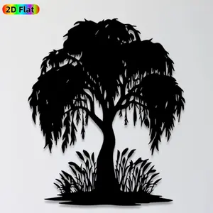 1pc Weeping Willow Tree Metal Wall Art, Graceful Weeping Willow Tree Statue Mural, Ideal Gift for New Year, Easter, Nature Decor Enthusiasts,  Wall Sculptures, Perfect for Garden Fence & Patio Wall, Captivating Outdoor Decor