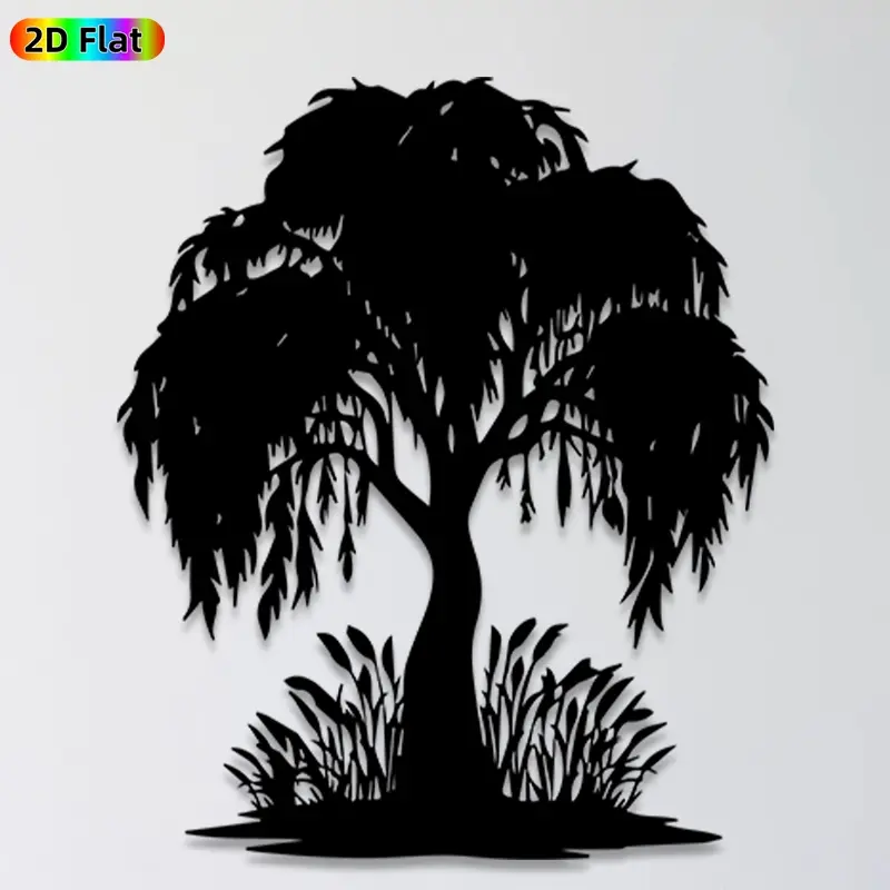 1pc Weeping Willow Tree Metal Wall Art, Graceful Weeping Willow Tree Statue Mural, Ideal Gift for New Year, Easter, Nature Decor Enthusiasts,  Wall Sculptures, Perfect for Garden Fence & Patio Wall, Captivating Outdoor Decor