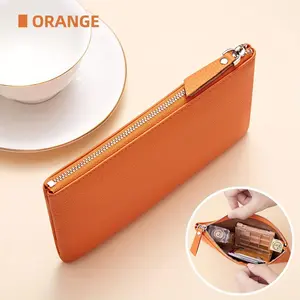 Foldable Leather Wallet, Large Capacity Zipper Closure with Card Slot