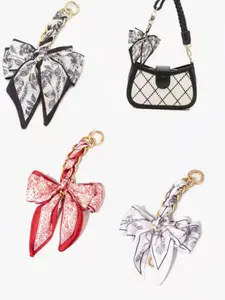 Elegant Bow Bag Charm-Floral Scarf Keychain wit.. Fashion Bag Charms, Charms for Bags