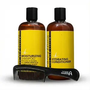 The Hair Diagram Moisturizing Shampoo, Hydrating Conditioner, & Black Boutique Comb Bundle - Ashley Marie Collection - 2 12oz Bottles for Nourishing Haircare