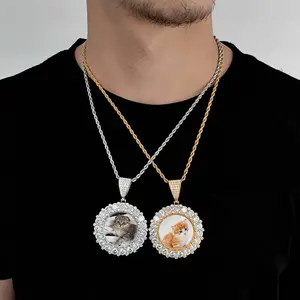 Custom Memory Cubc Zirconia Photo Picture Pendant Necklace Hip Hop Rapper Women Men HipHop Necklaces Jewelry