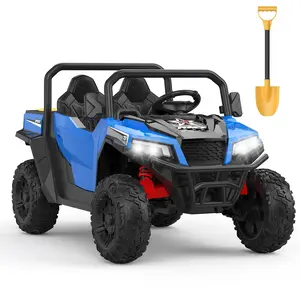 24V Two-Seater Electric Ride-On Dump Truck for Kids, Equipped with Remote Control, Electric Tilting Dump Bed, Bonus Shovel, Key Ignition and Music Player, Off-Road Gift Toy Vehicle.