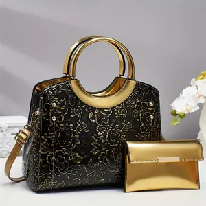 Women’s floral embossed handbag set with detachable, adjustable strap. Large capacity shoulder and tote bags for commuting, daily use, and stylish gifting.
