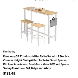 Finnhomy Bar Table and 2 Stools