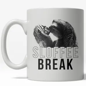 Sloffee Break Mug Funny Sloth Zoo Animal Coffee Cup - 11oz Funny Coffee Mugs Ceramic Printed Drinkware Cup