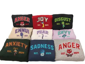 Inside Out Characters Embroidered Sweatshirt_ Cartoon Movies Shirt_ Characters Cartoon Family Trip Shirts_ Birthday Gift Tees