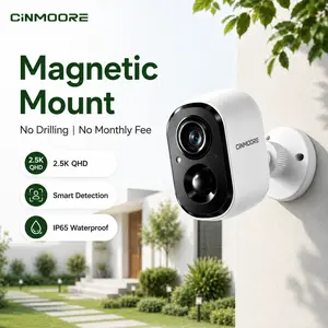 CINMOORE 2.5K Wireless Security Camera, Magnetic WiFi Camera with Color Night Vision, Human Motion Detection, Two-Way Audio, Local Storage, Waterproof Camera for Home, Farm, Garage, Driveway, Front Door & Pets,Outdoor  Monitor