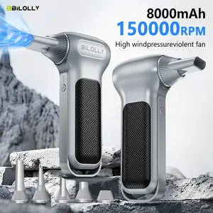 BiLOLLY Electric Air Duster 150000 RPM Cordless Compressed Air Blower - 8000mAh Rechargeable Battery USB-C Turbo Jet Fan for Keyboard PC Computer Car Cleaning Outdoor Camping