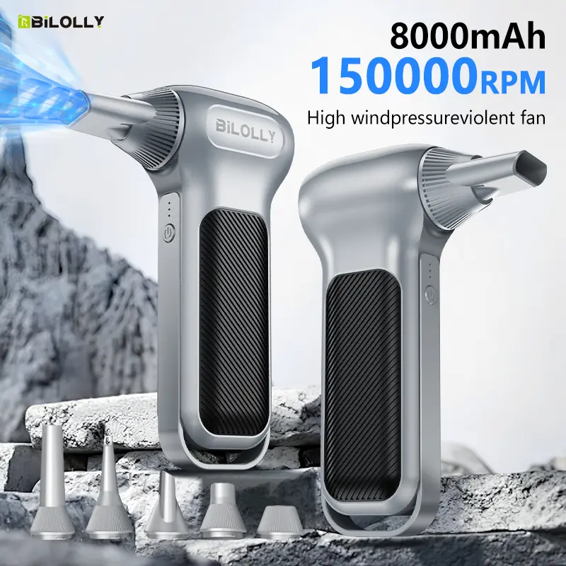 BiLOLLY Cordless Electric Air Duster - 8000mAh Rechargeable USB-C Super Power Lightweight Portable Multifunctional Turbo Jet Blower for Keyboard, PC, Computer Cleaning, Lightweight Blower, Multifunctional Jet Blower
