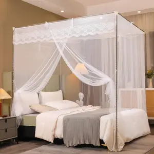 White Net Tent for Bed,One Side Opening Netting Net for Bedroom Decoration for Full Size(Bed Frame)