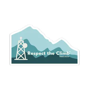 TowerLifeCo Respect the Climb Sticker - MDurable Vinyl, Weather-Resistant, Easy Peel-and-Stick for Tower Climbers & Telecom Professionals- Mountains and Tower